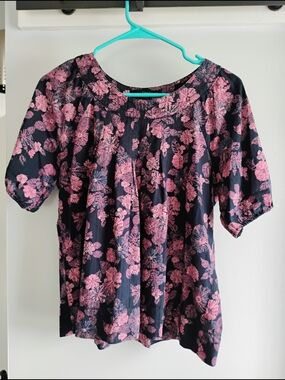 Calvin Klein Jeans Pink and Blue Floral Print Top